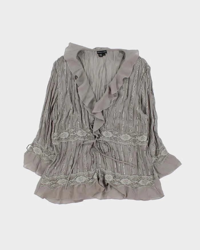 Vintage Y2k 00s Piano Crinkle Sequin Blouse - L sold by Rokit