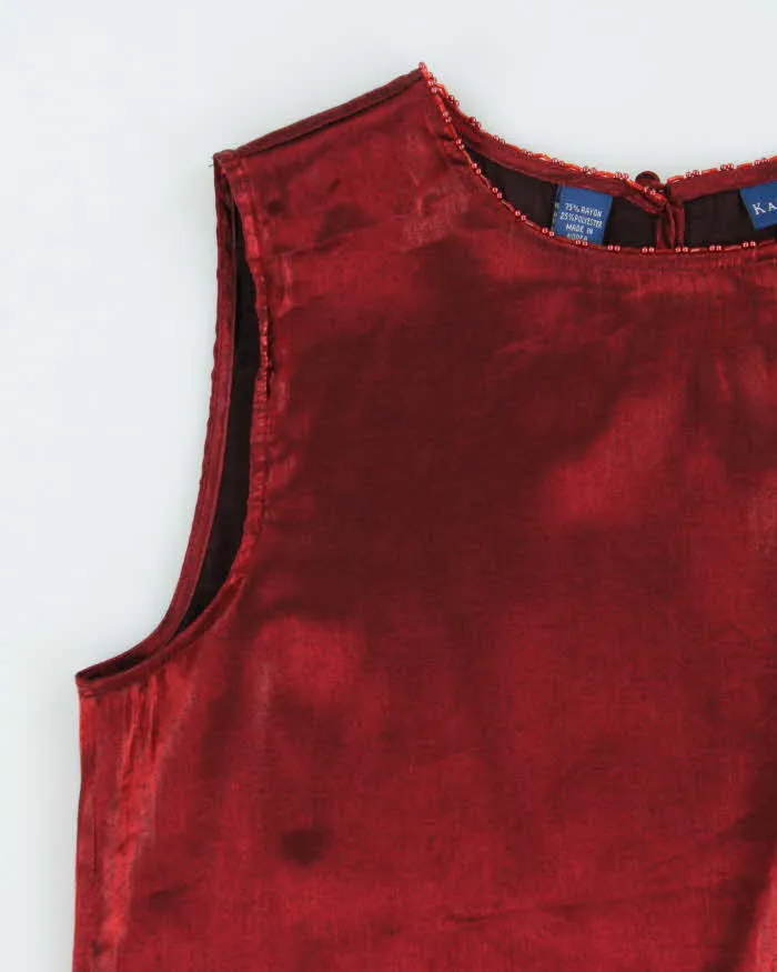 Vintage Women's 1990s Karen Scott Red Satin Party Top - S sold by Rokit product image thumbnail 4