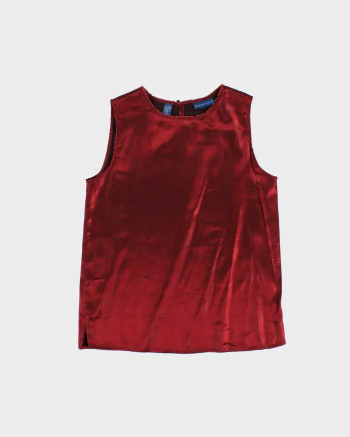 Vintage Women's 1990s Karen Scott Red Satin Party Top - S sold by Rokit