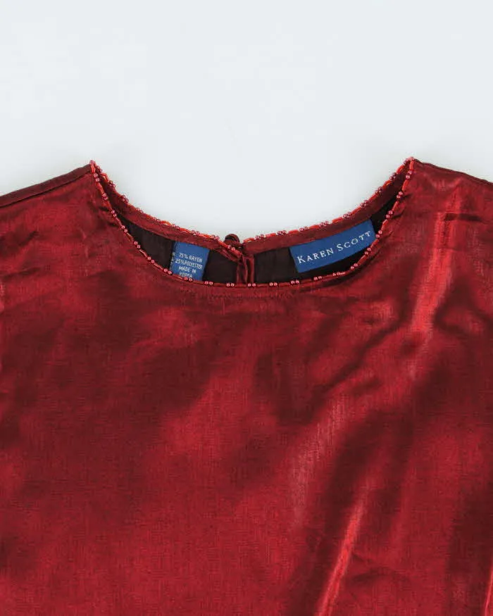 Vintage Women's 1990s Karen Scott Red Satin Party Top - S sold by Rokit product image thumbnail 3