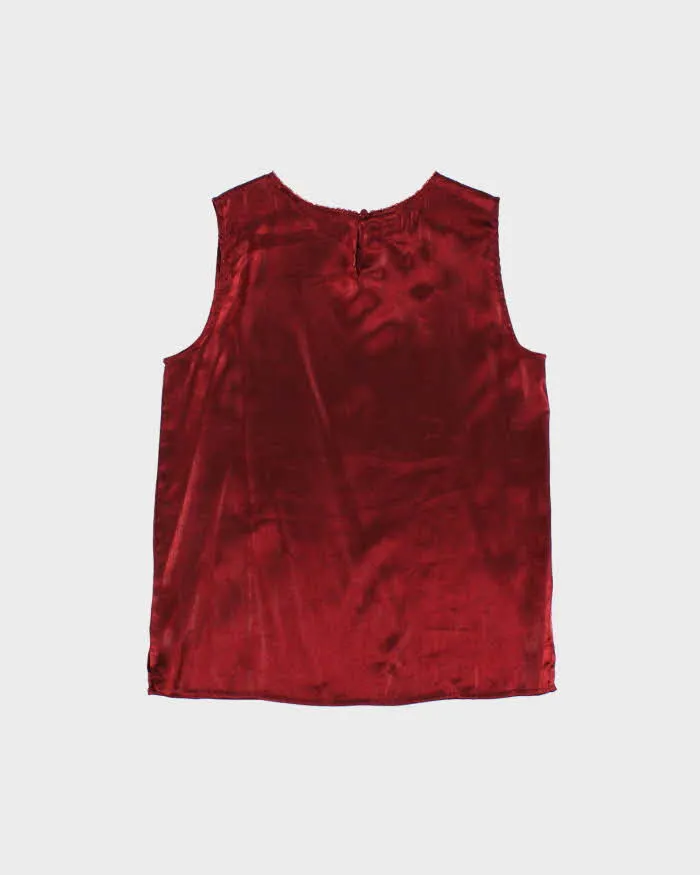 Vintage Women's 1990s Karen Scott Red Satin Party Top - S sold by Rokit product image thumbnail 2