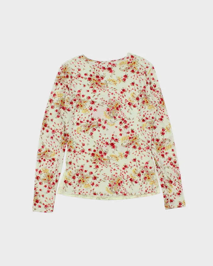 Vintage 90s Floral Mesh Long Sleeve Top - S sold by Rokit product image thumbnail 2