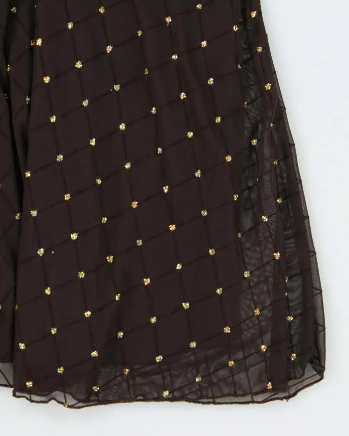 Vintage 1990s Women's Laura Petites Diamond Sequined Apron Party Dress - Size M sold by Rokit product image thumbnail 5