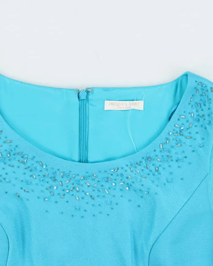 Vintage 1990s Women's Jacques Vert Blue Sequined A-Line Dress - Size M sold by Rokit product image thumbnail 3