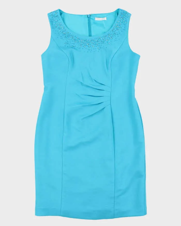 Vintage 1990s Women's Jacques Vert Blue Sequined A-Line Dress - Size M sold by Rokit