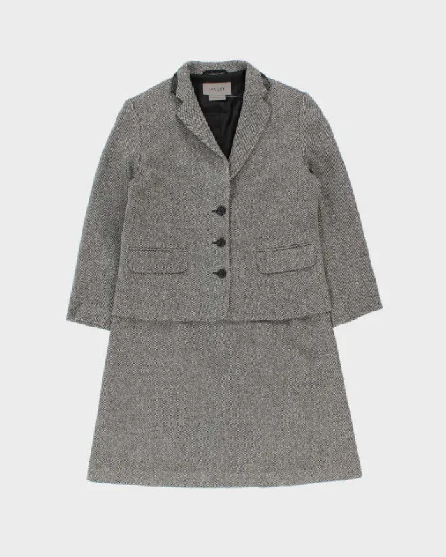 Vintage Women's Jaeger Grey Wool Two-Piece Skirt Suit - S made by Rokit
