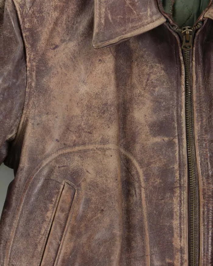 Vintage 1950s Horsehide Leather Quilted A2 Flight Jacket - L sold by Rokit product image thumbnail 4