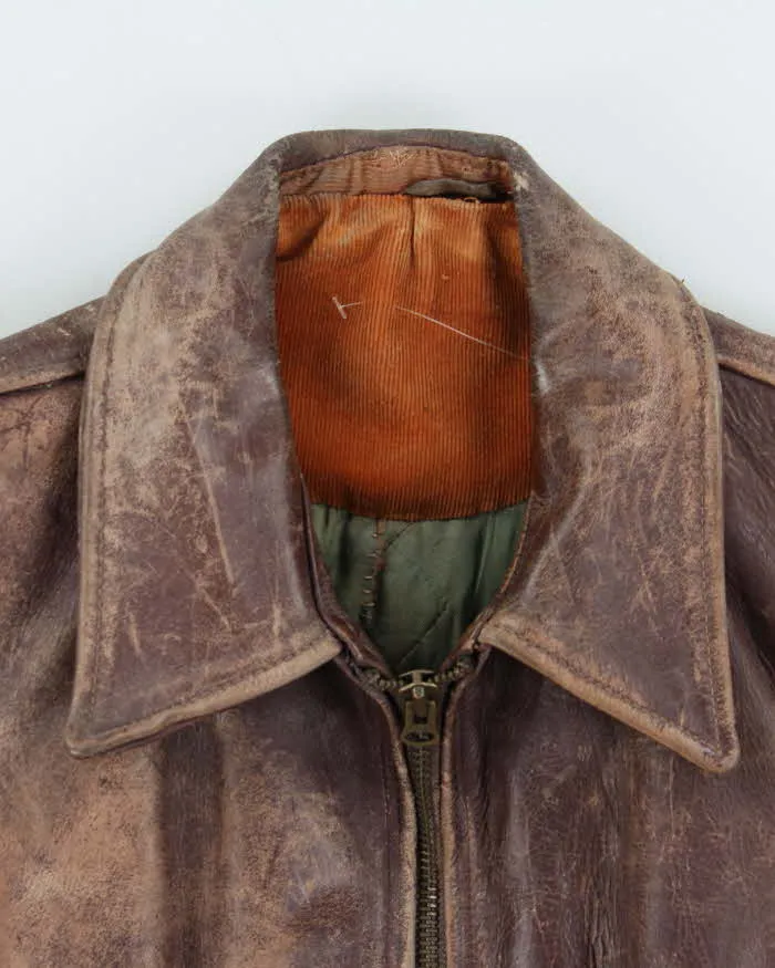 Vintage 1950s Horsehide Leather Quilted A2 Flight Jacket - L sold by Rokit product image thumbnail 3