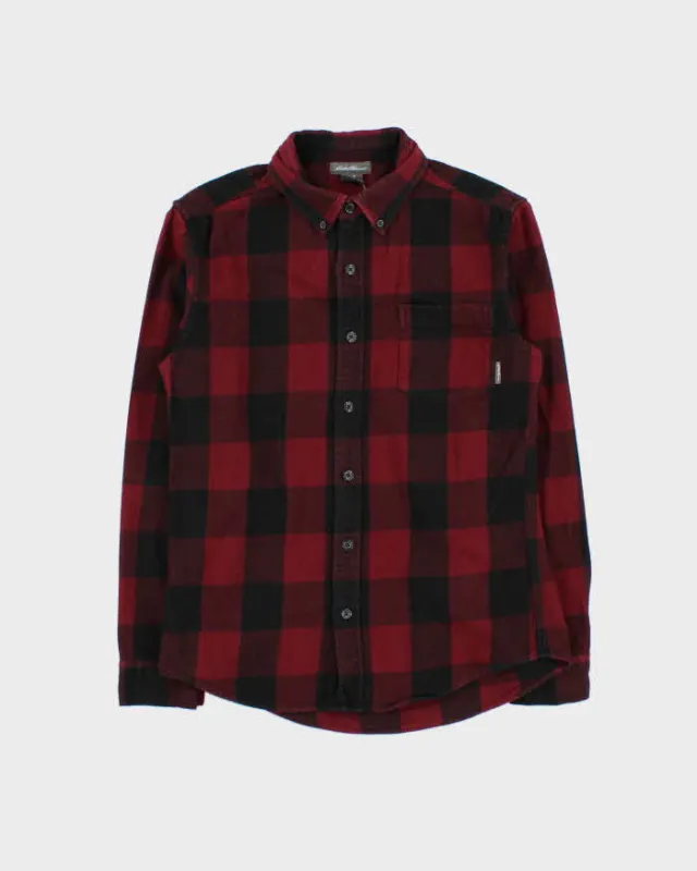 Vintage Eddie Bauer Burgundy Flannel Shirt - S made by Eddie Bauer