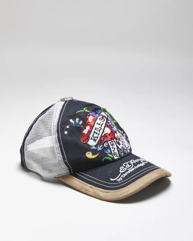 Vintage Y2K Unisex Ed Hardy Embroidered Sequined Trucker Cap - One Size sold by Rokit