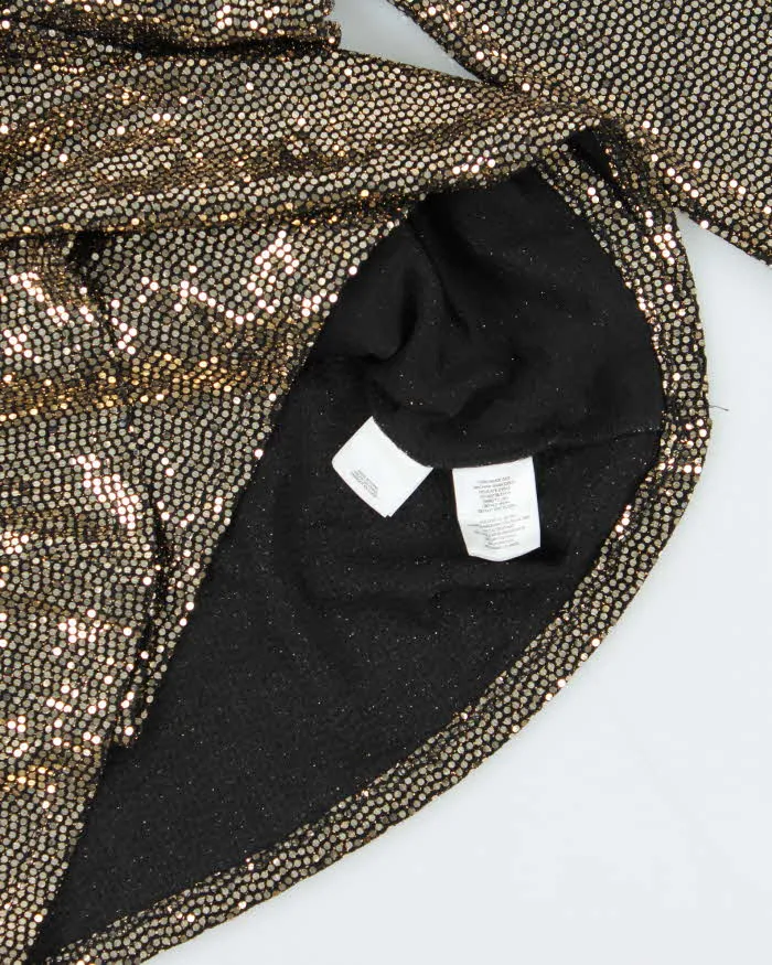 Vintage 00s Women's Anne Klein Gold Sequined Long Sleeve Party Top - M sold by Rokit product image thumbnail 5