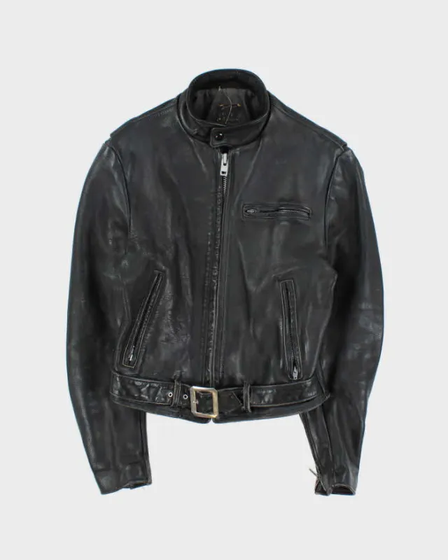 Vintage 1950s Ponyhide Belted Cafe Racer Leather Biker Jacket - M sold by Rokit