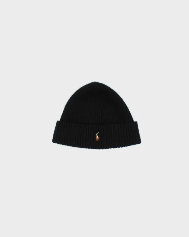 Vintage Polo Ralph Lauren Black Ribbed Wool Blend Beanie - One Size sold by Rokit