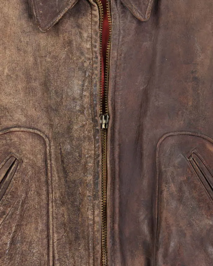 Vintage 1950s Brown Distressed Horsehide Leather A2 Style Flight Jacket - L sold by Rokit product image thumbnail 4