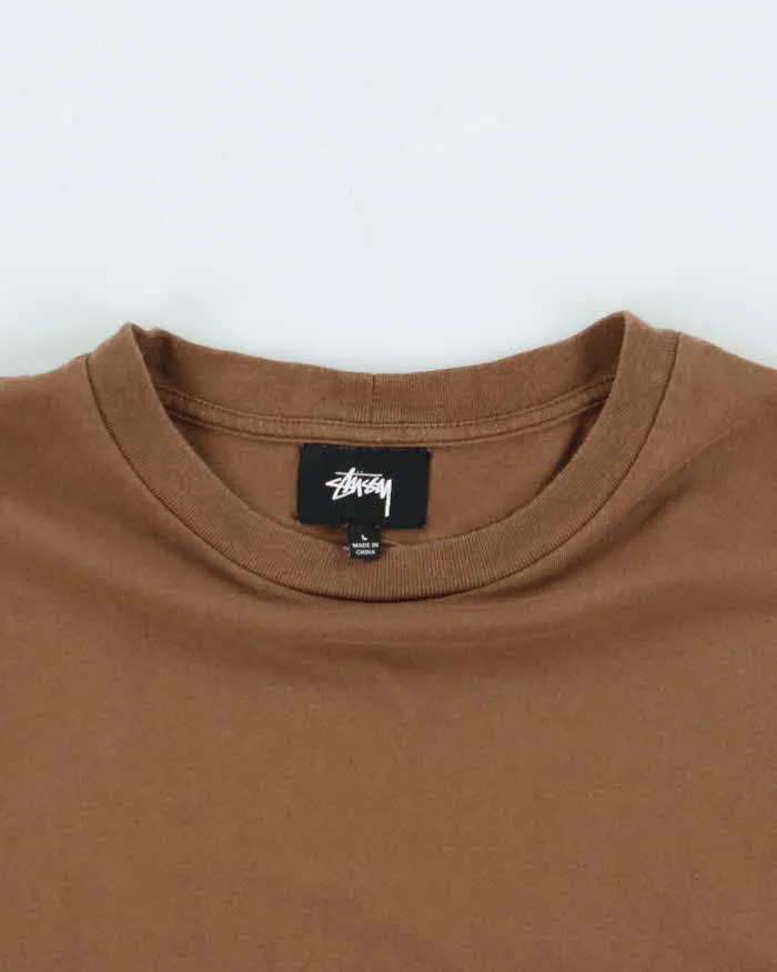 Vintage Brown Stussy Top Form Embroidered Pocket Long Sleeve T-Shirt - L sold by Rokit product image thumbnail 3