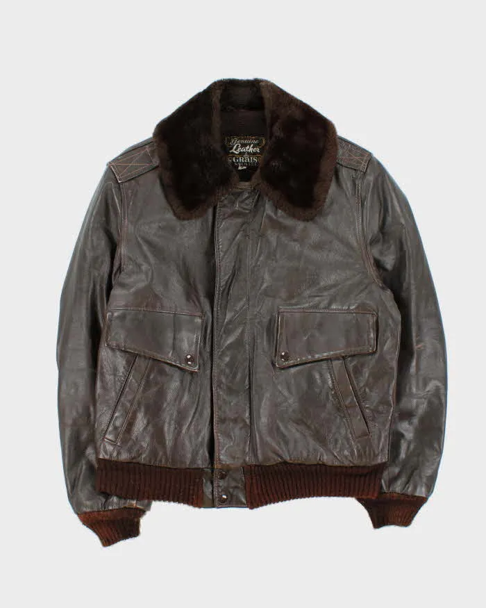 Vintage 70s Grais Avion Leather Flight Jacket - M sold by Rokit