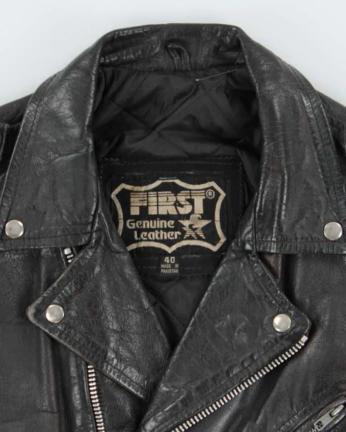 Vintage 1980s Black Classic Leather Biker Jacket - L sold by Rokit product image thumbnail 4