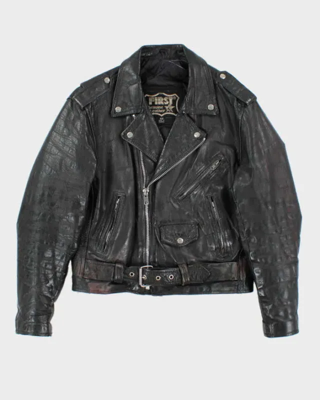 Vintage 80s First Leather Biker Jacket - M sold by Rokit