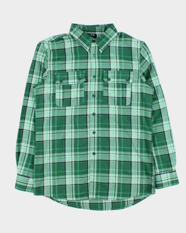 Vintage Oakley Green Oversized Flannel Shirt - M made by Oakley