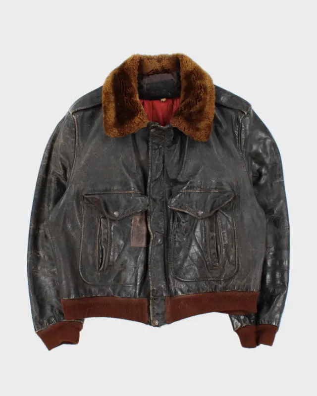 Vintage 50s Leather Flight Jacket - L sold by Rokit