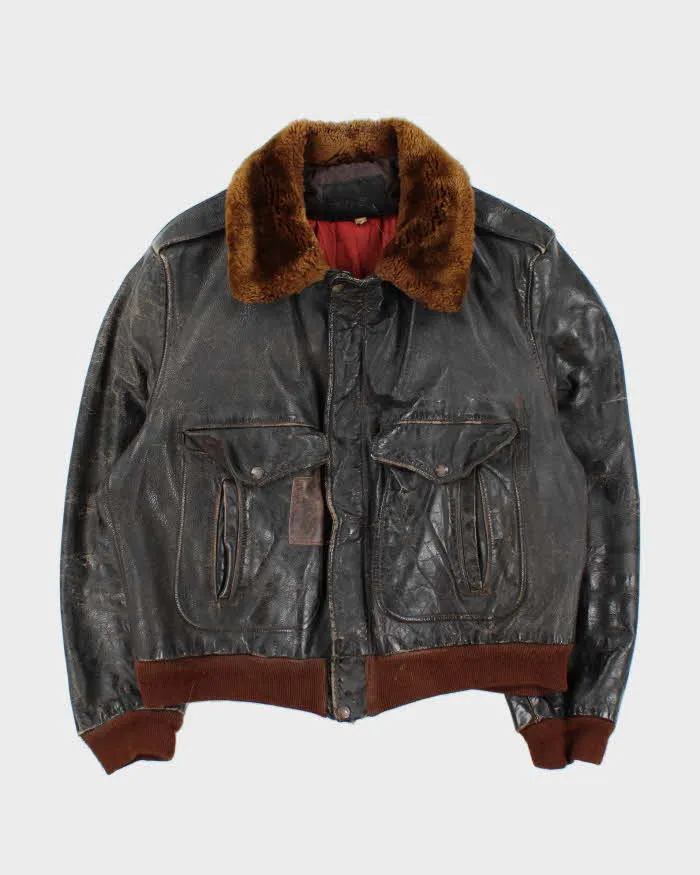 Vintage 50s Leather Flight Jacket - L sold by Rokit