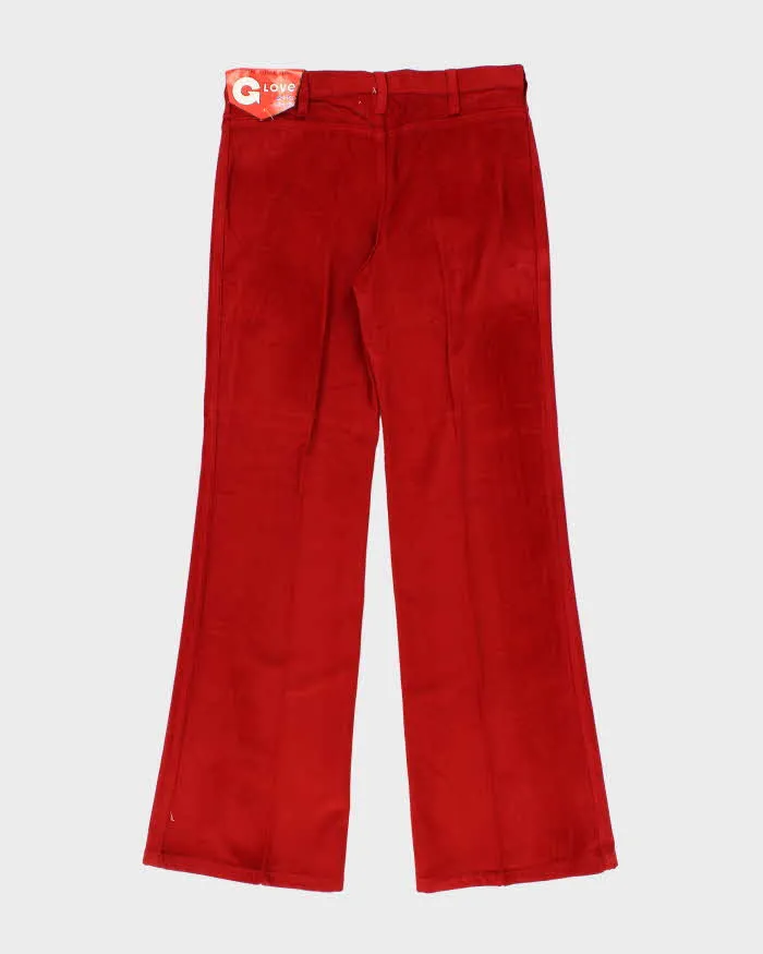 DSWT Vintage 1970s Women's Glove British Red Velour Flared Trousers - W33 L33 sold by Rokit product image thumbnail 2