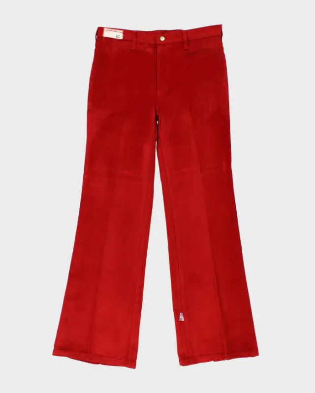 DSWT Vintage 1970s Women's Glove British Red Velour Flared Trousers - W33 L33 sold by Rokit