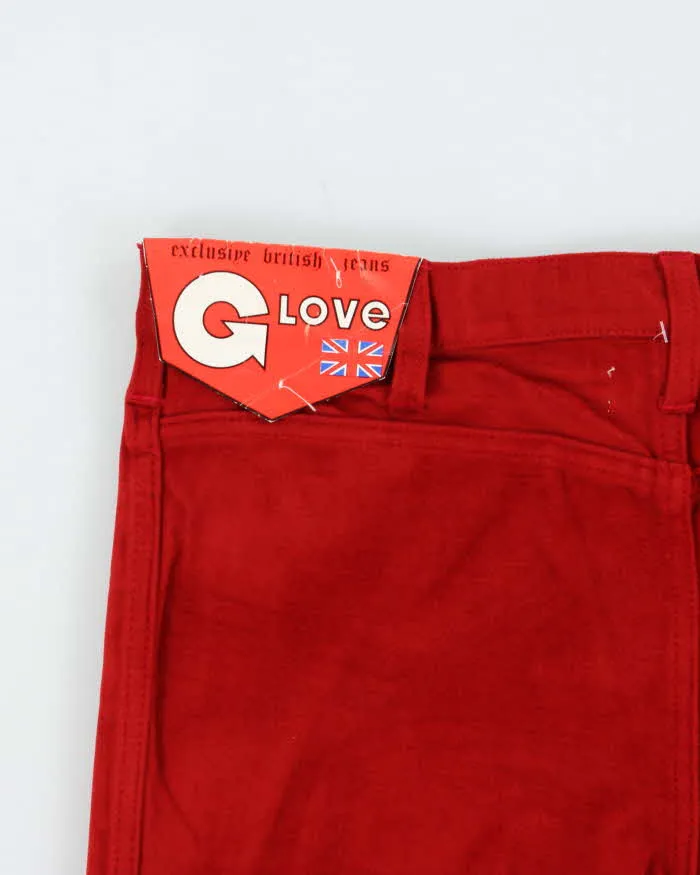 DSWT Vintage 1970s Women's Glove British Red Velour Flared Trousers - W33 L33 sold by Rokit product image thumbnail 4