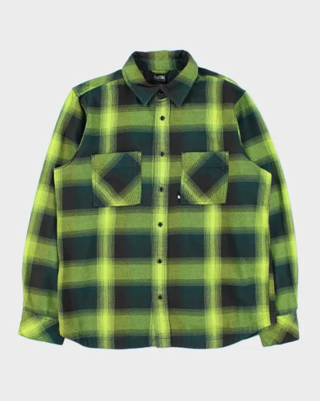 Vintage The North Face Volt Green Snap Button Oversized Flannel Shirt - M made by The North Face
