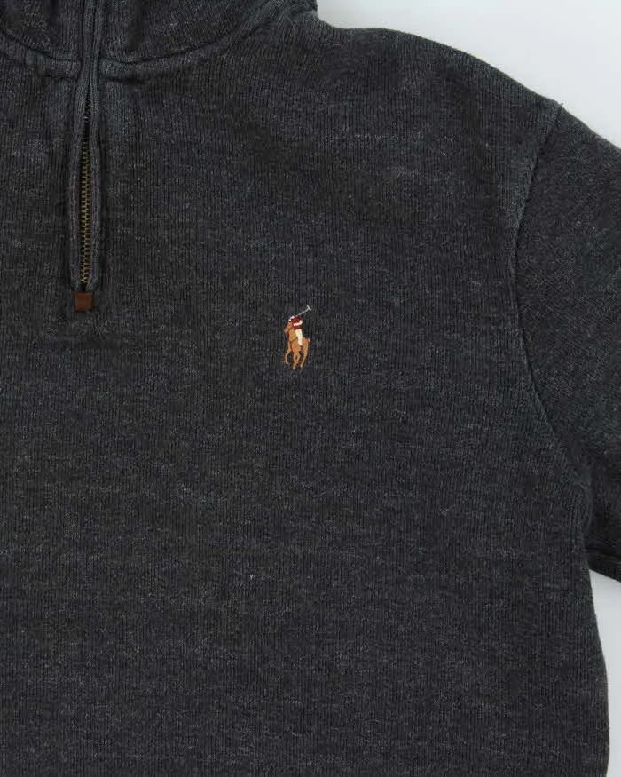 Vintage Polo Ralph Lauren Grey Classic Quarter-Zip Sweatshirt - S sold by Rokit product image thumbnail 4