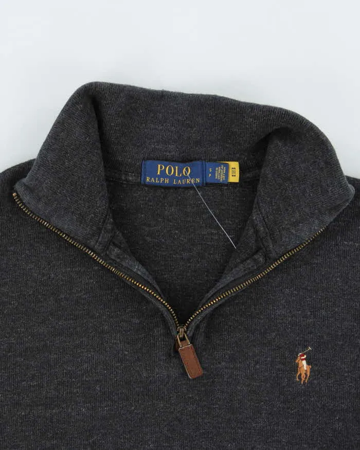 Vintage Polo Ralph Lauren Grey Classic Quarter-Zip Sweatshirt - S sold by Rokit product image thumbnail 3