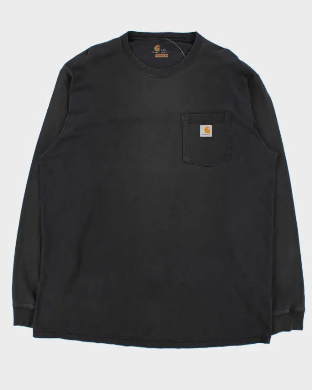 Vintage 00s Carhartt Faded Black Original Fit Pocket Long Sleeve T-Shirt - L made by Carhartt