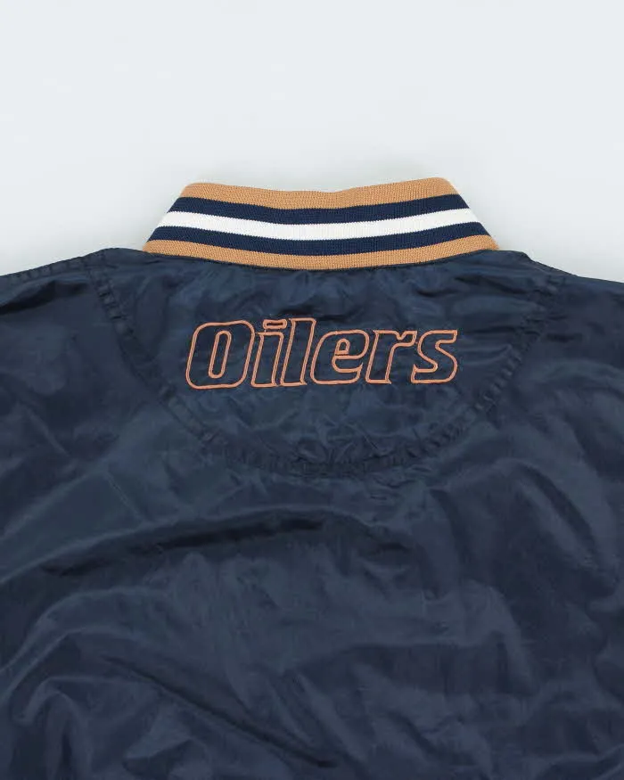 Vintage 1990s Navy Pro Player NHL Oilers Half-Zip Pullover Windbreaker Jacket - M sold by Rokit product image thumbnail 5