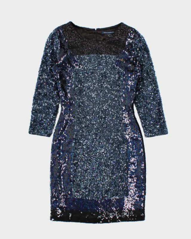 Vintage French Connection Sequin Mid Length Sleeve Body Con Dress - S sold by Rokit