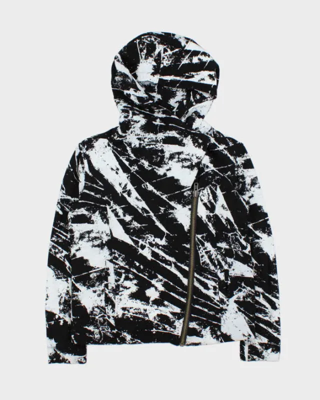 Helmut Lang Patterned Black & White Biker Zip Hooded Sweatshirt - S sold by Rokit
