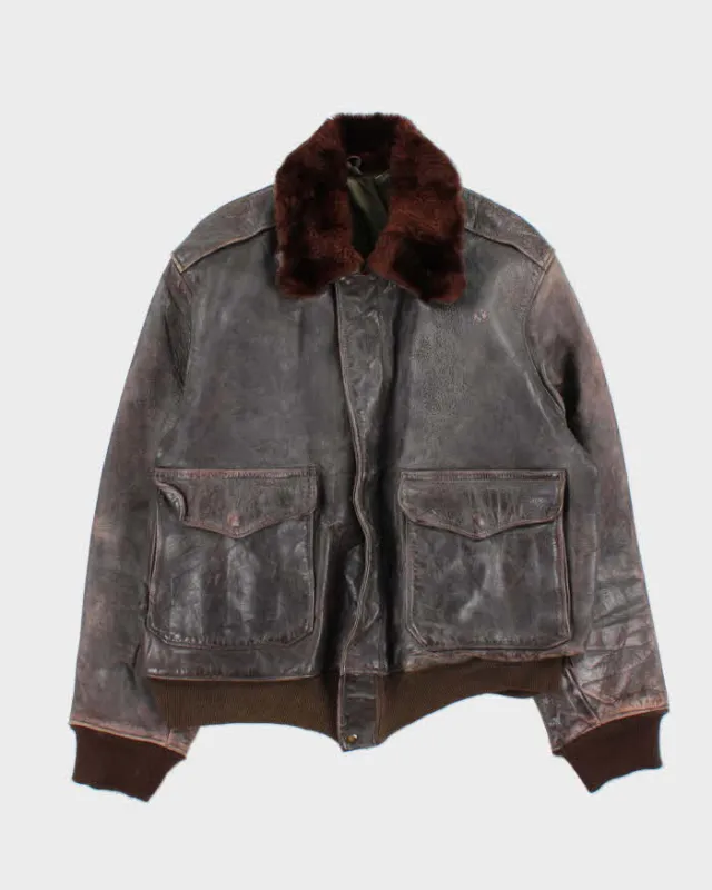 Vintage 1950s US Airforce G-1 Leather Flight Bomber Jacket - L sold by Rokit