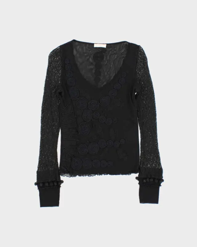 Vintage Y2k 00s Shirt Passion Mesh Knit Sleeve Top - S sold by Rokit