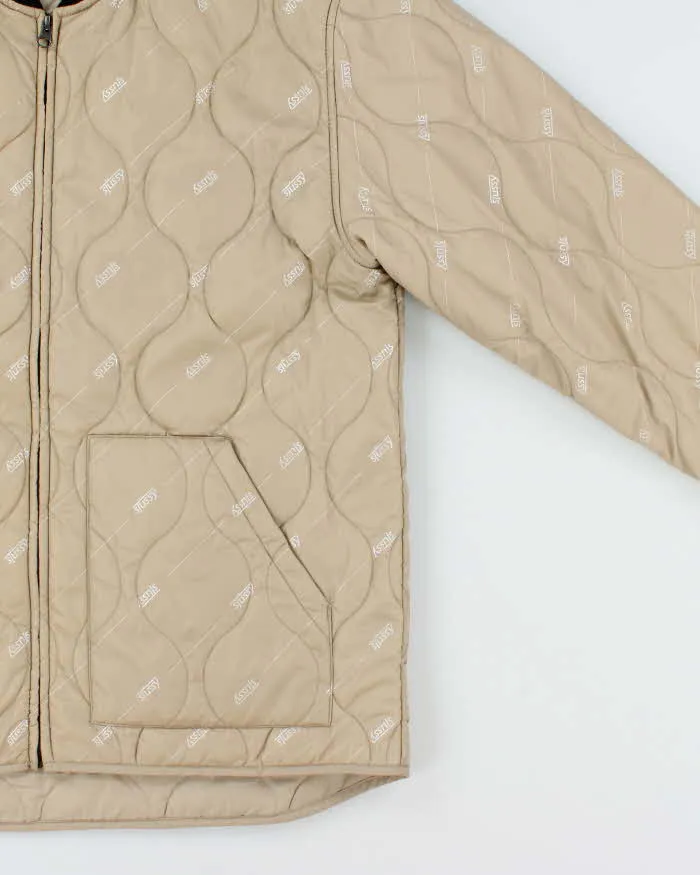 Stussy Beige Logo Print Quilted Bomber Jacket - M sold by Rokit product image thumbnail 3