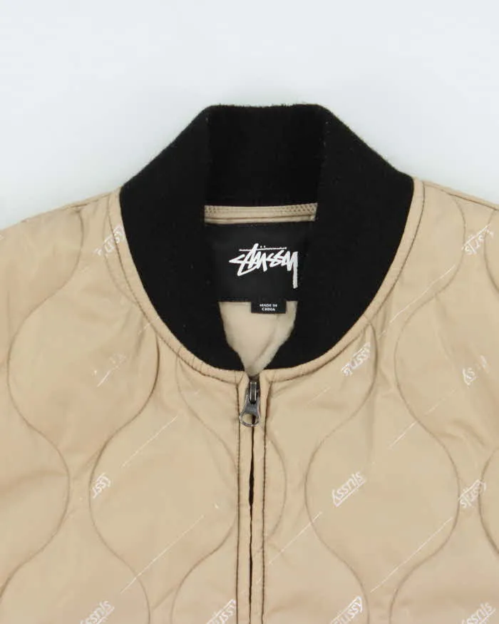Stussy Beige Logo Print Quilted Bomber Jacket - M sold by Rokit product image thumbnail 5