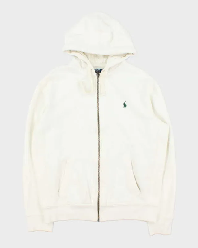 Vintage 00s Polo Ralph Lauren White Heavyweight Zip Up Hoodie - L made by Ralph Lauren