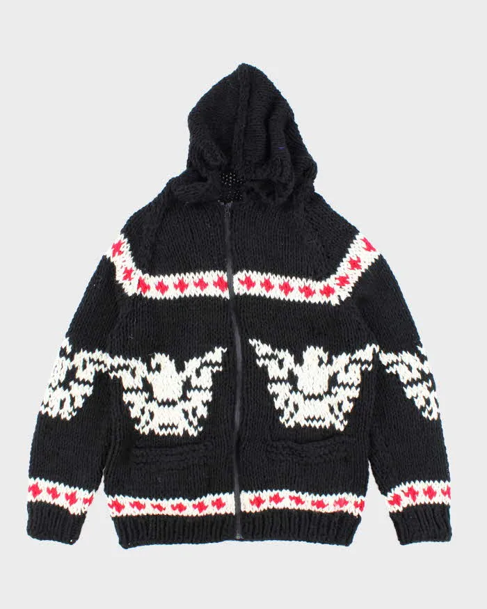 Mens Black Chunky Knit Zip Up Sweater - L sold by Rokit