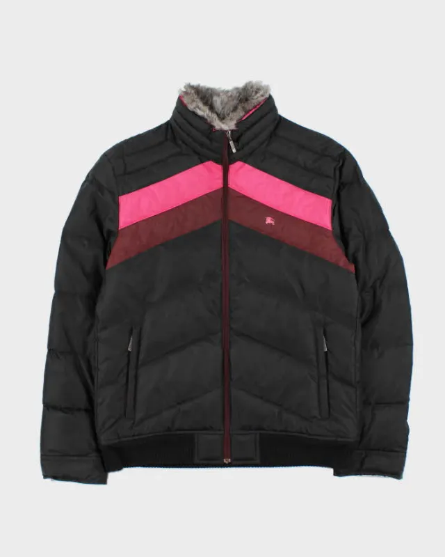 Vintage Women's Y2K 00s Burberry Black Label Down Filled Nova Check Lined Fur Trim Collared Puffer Jacket - M sold by Rokit