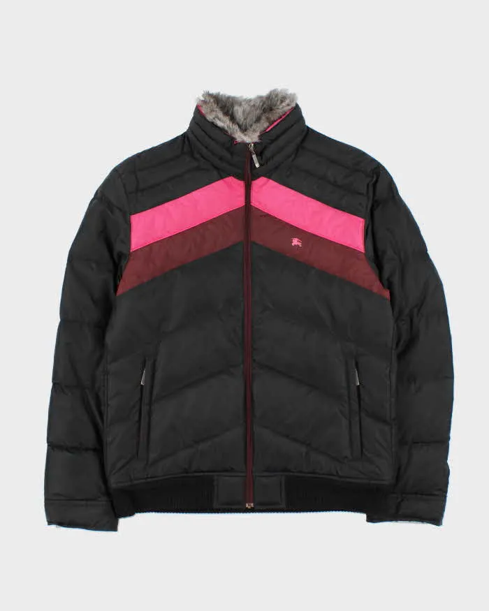 Vintage Women's Y2K 00s Burberry Black Label Down Filled Nova Check Lined Fur Trim Collared Puffer Jacket - M sold by Rokit