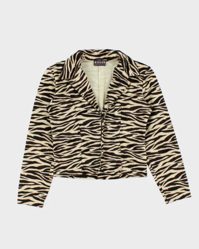 Vintage 90s Morgan De Toi Short Faux Fur Zebra Print Jacket - S sold by Rokit