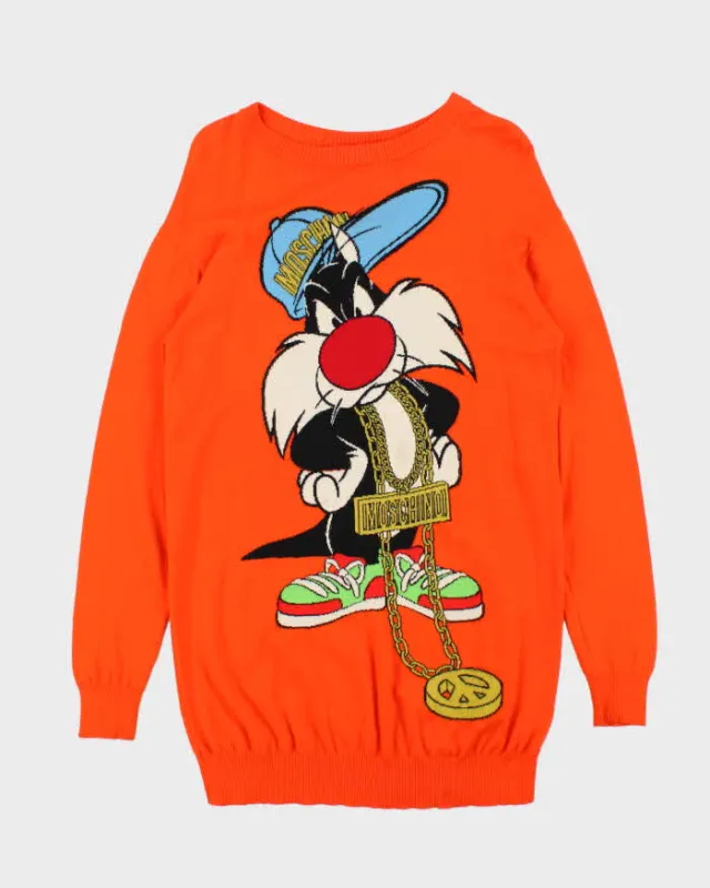 MOSCHINO Couture Milano Sylvester The Cat Looney Tunes Virgin Wool Women's long Knit Jumper - S sold by Rokit