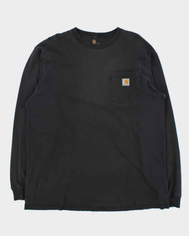 Vintage 00s Carhartt Faded Black Original Fit Pocket Long Sleeve T-Shirt - L sold by Rokit