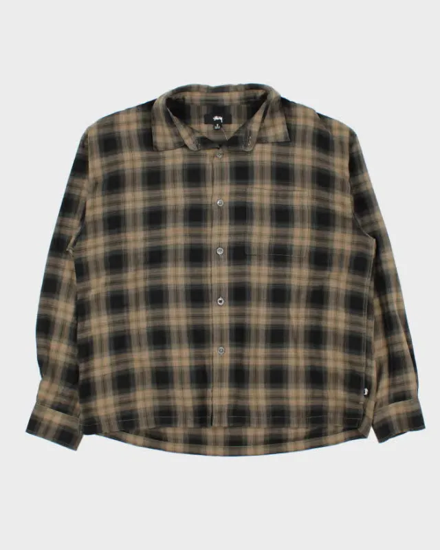 Vintage Stussy Plaid Long Sleeve Boxy Oversized Shirt - S sold by Rokit