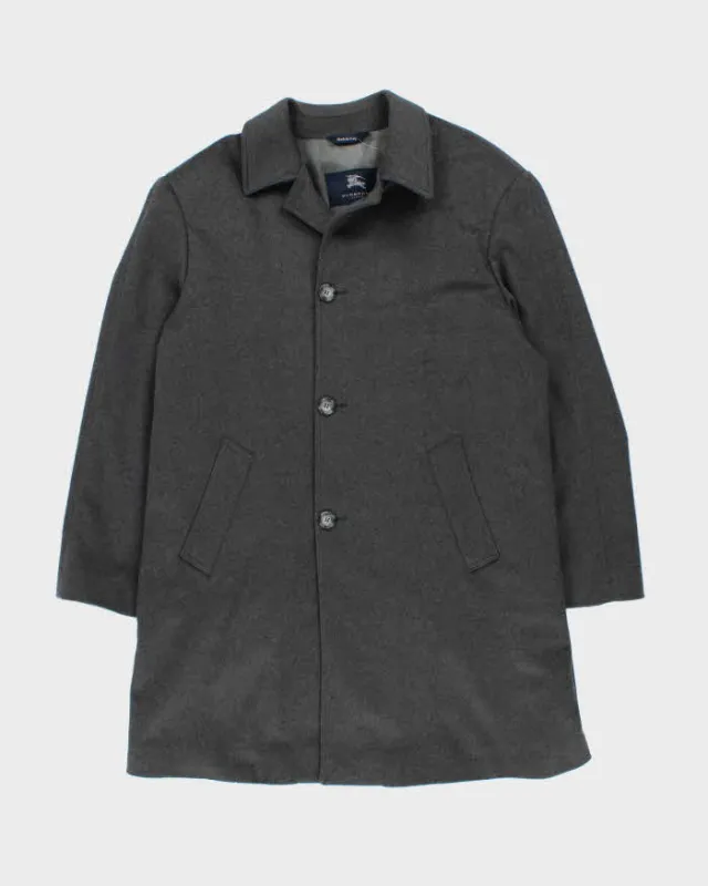 Vintage 00s Burberry Grey Wool Overcoat - L sold by Rokit
