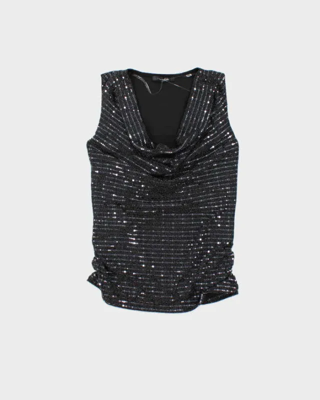 Vintage Y2k 00s Sloane & Sadie Cowl Neck Sequin Top - M sold by Rokit