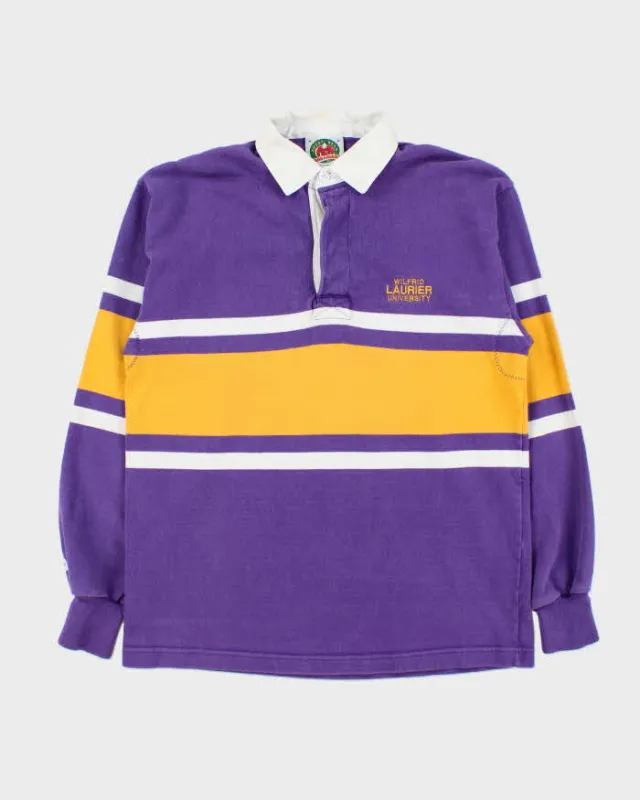 Vintage 1990s Barbarian Rugby Wear Purple Rugby Shirt - M sold by Rokit